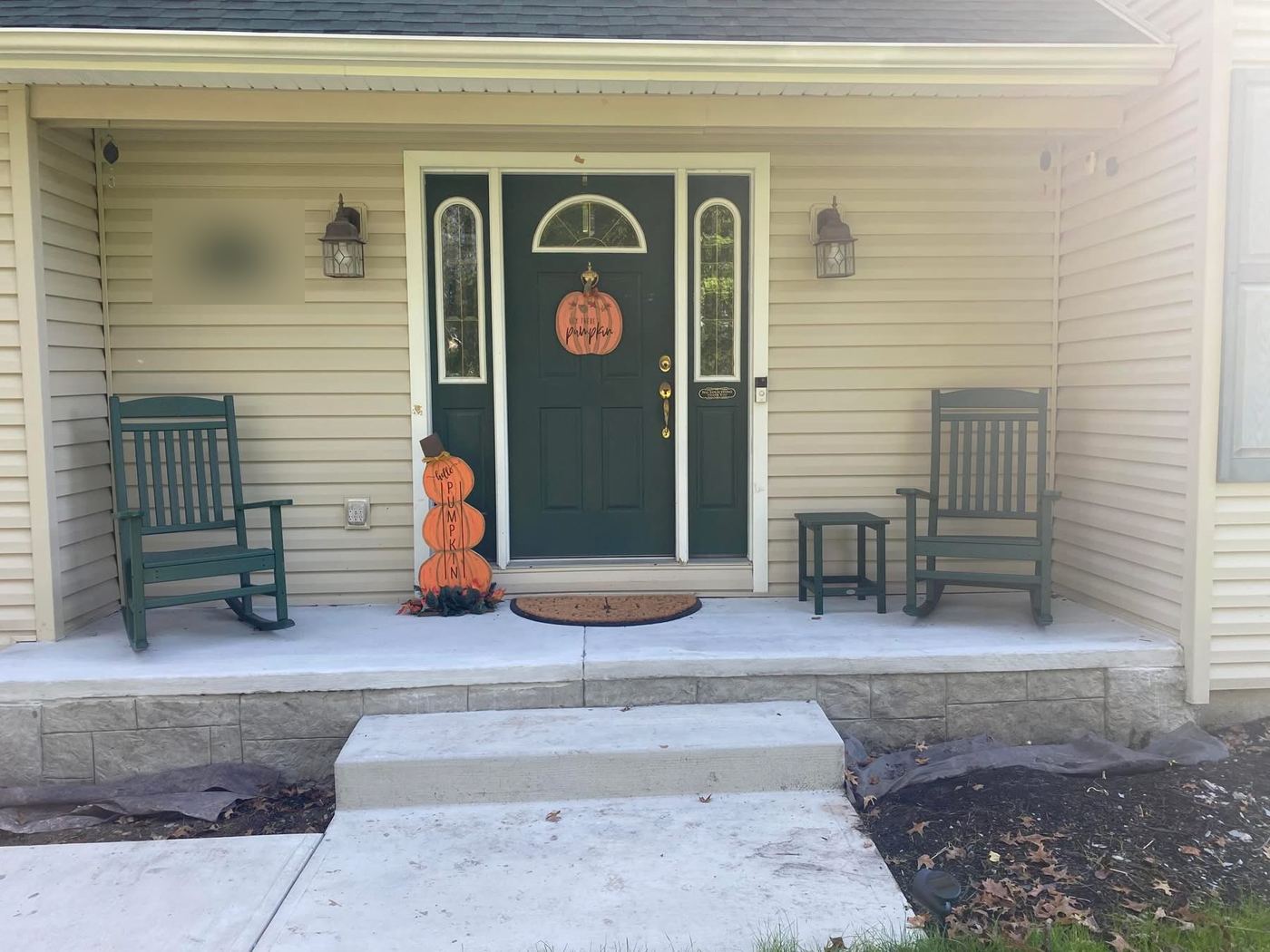 New front porch slab, stamped face, step and walkway