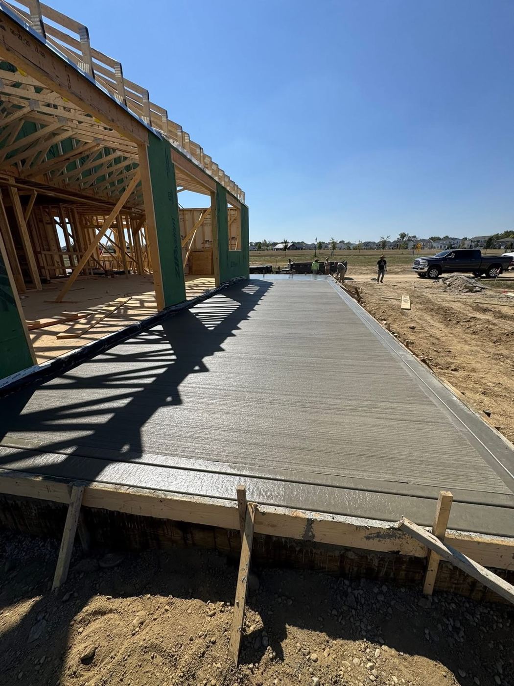 New-construction patio. Slab poured for a home under construction.